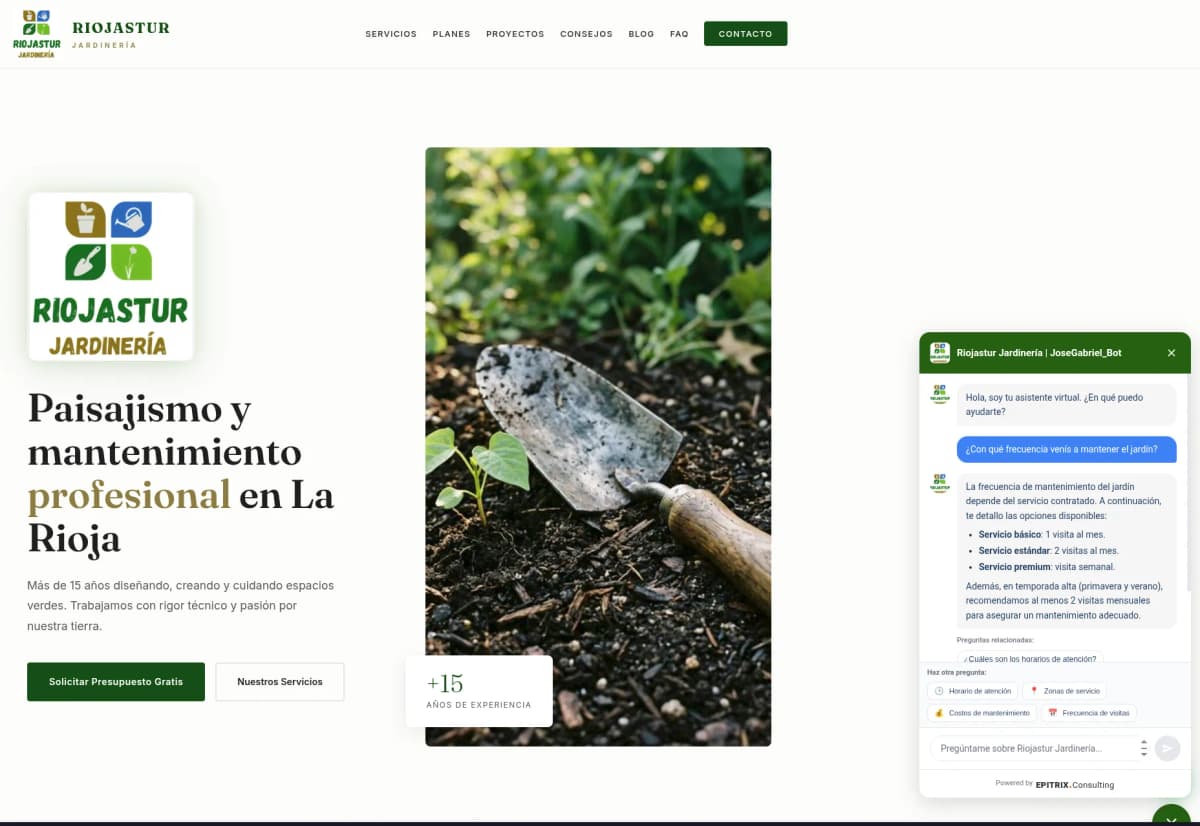 Web de Riojastur con el chatbot IA integrado